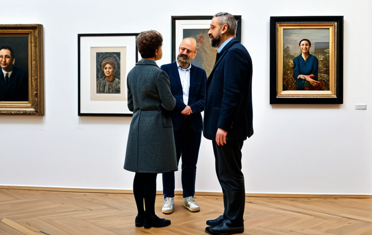 미술문화기획사의 글로벌 프로젝트 성공 사례 - **
"A cozy art gallery in Berlin, Germany, filled with diverse artwork. A friendly gallery owner, f...