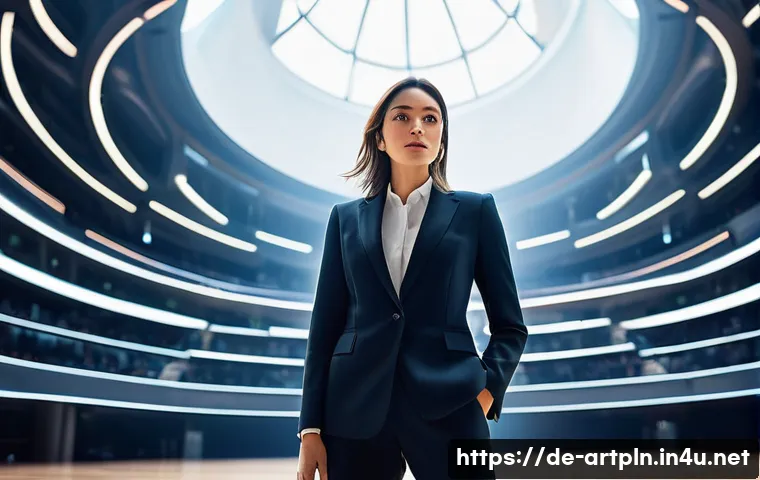 미술문화기획사의 직업적 성격 유형 분석 - **The Visionary:** A dynamic image of a confident female professional in her late 20s, dressed in sm...
