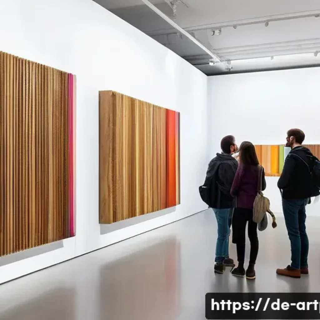 미술문화기획사의 전시회 사례 연구 - A modern art exhibition space featuring modular, movable walls made from sustainable recycled wood, ...