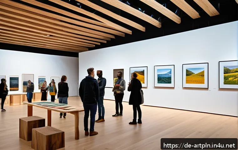 미술문화기획사의 글로벌 시장 진출 사례 - A sophisticated international art exhibition scene featuring diverse artists and cultural agents fro...