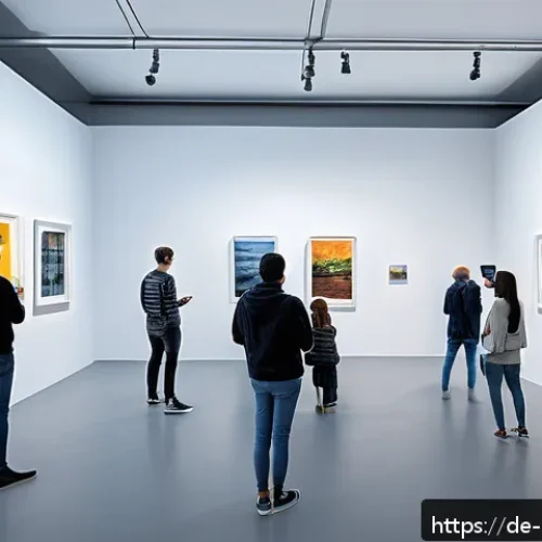 Home 31 미술문화기획사와 관련된 최신 학문 동향 - A modern art gallery blending traditional paintings with cutting-edge technology, featuring visitors...