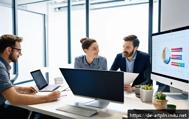 미술문화기획사의 효과적인 마케팅 캠페인 - A professional art marketing team in a modern Berlin office, analyzing detailed charts and demograph...