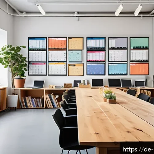 Home 17 미술문화기획사 직무에 필요한 소프트웨어 - A modern, bright creative workspace in a German art studio, showing a diverse team of professionals ...