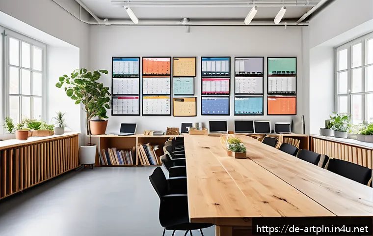 미술문화기획사 직무에 필요한 소프트웨어 - A modern, bright creative workspace in a German art studio, showing a diverse team of professionals ...